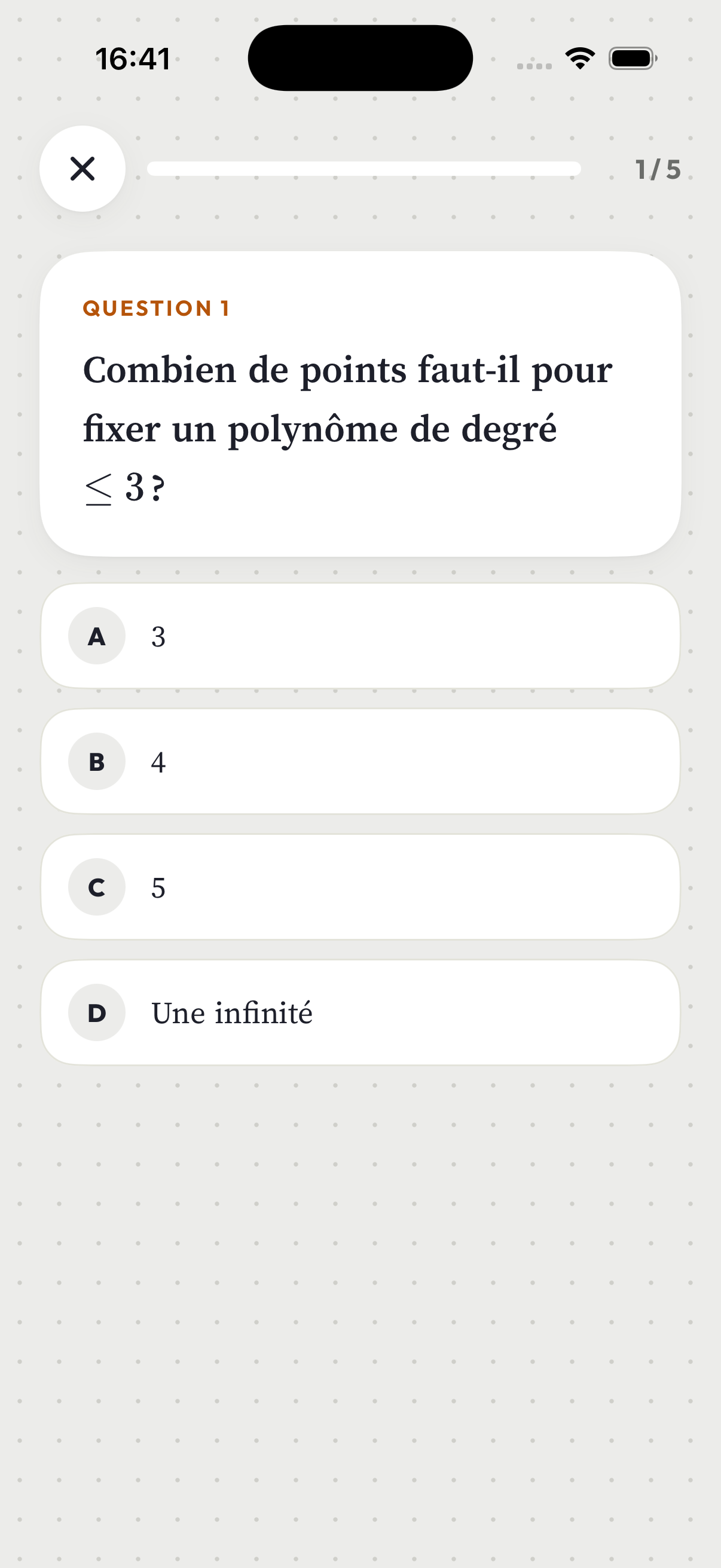 Une question de quiz dans Manu
